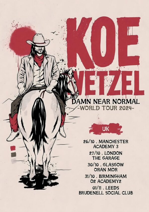 KOE WETZEL Damn Near Normal 2024 UK Tour Poster