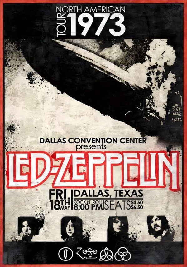 LED ZEPPELIN Houses of the Holy 1973 Tour: DALLAS Convention Center Poster Print