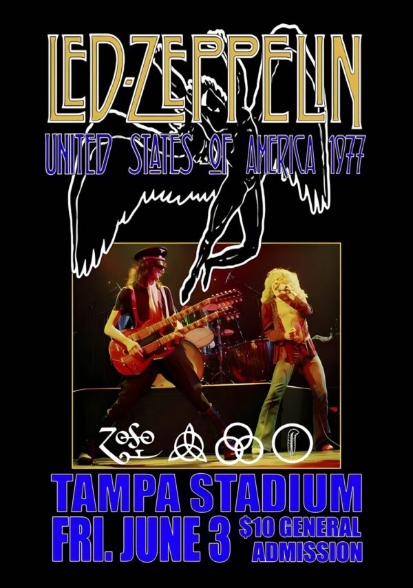 LED ZEPPELIN 1977 Tour: FLORIDA Tampa Stadium Poster