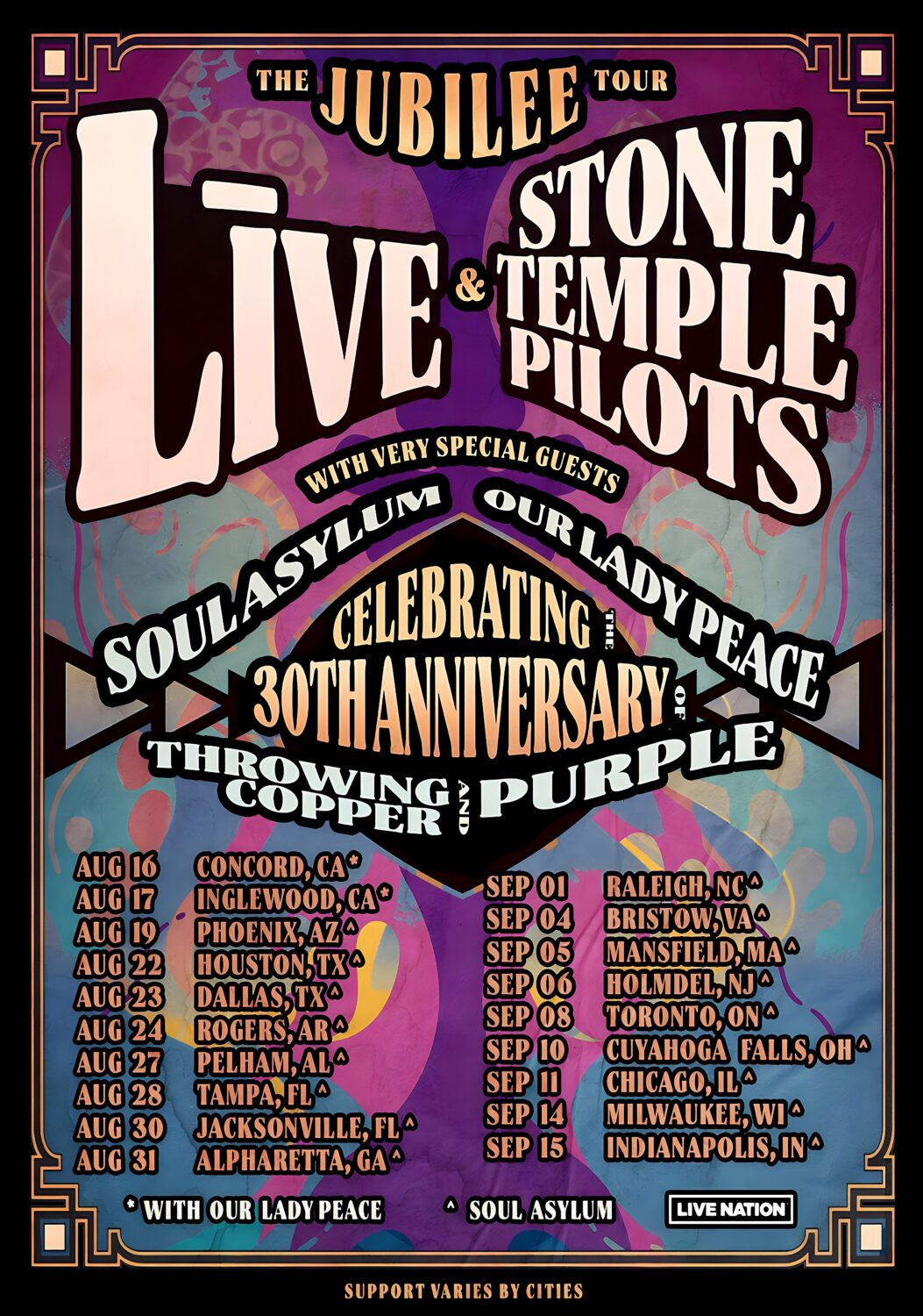 LIVE & STONE TEMPLE PILOTS The Jubilee 2024 North American Tour Poster Print