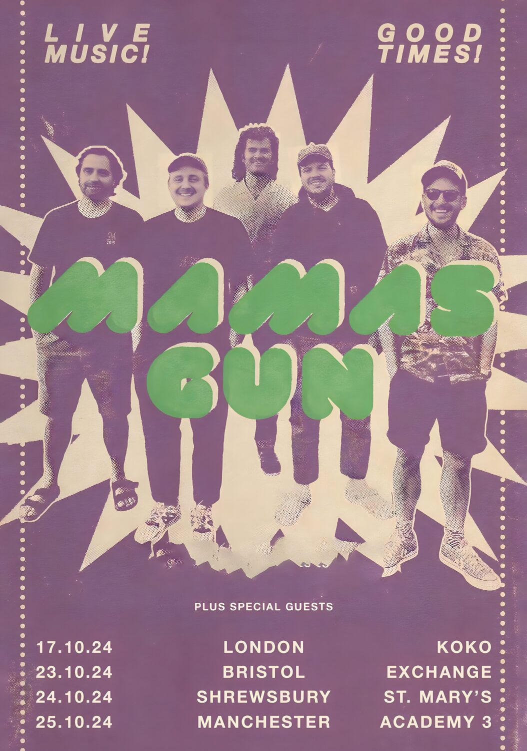 MAMAS GUN Live - Good Times 2024 UK Tour Poster
