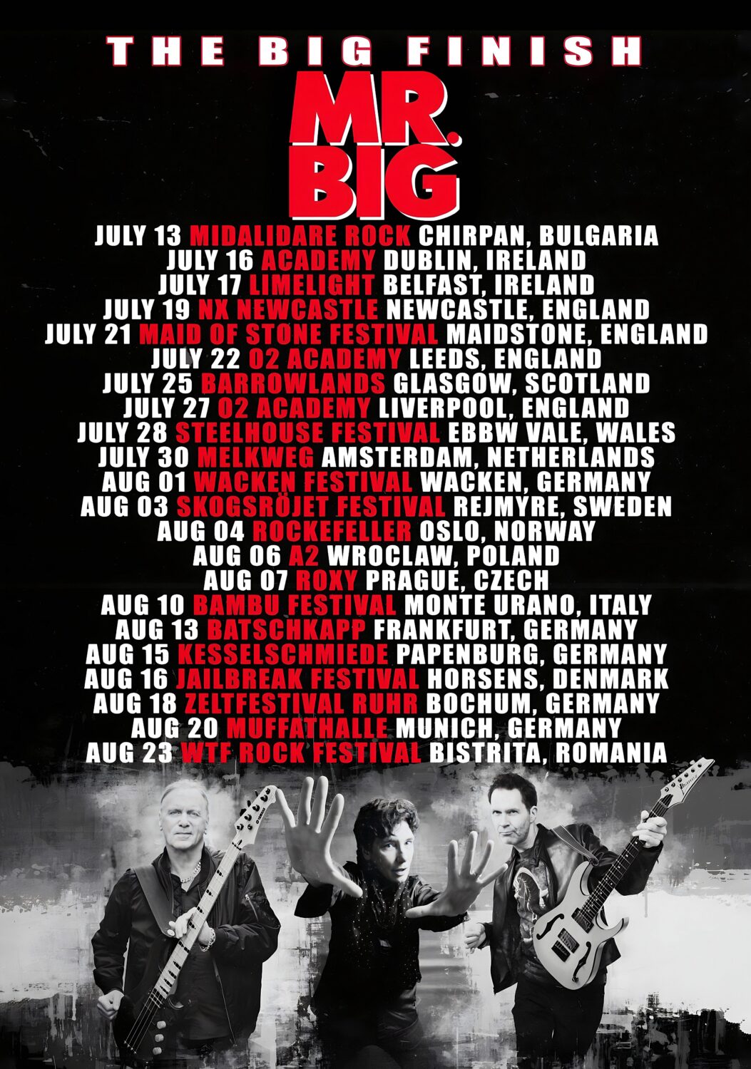 MR. BIG The Big Finish 2024 UK & European Tour Poster