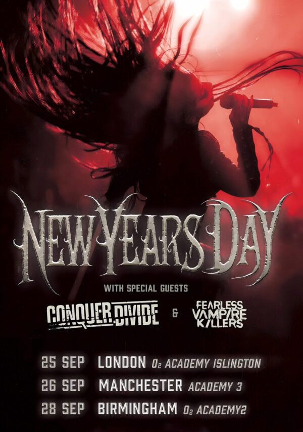 NEW YEARS DAY (band) Half Black Heart 2024 UK Tour Poster