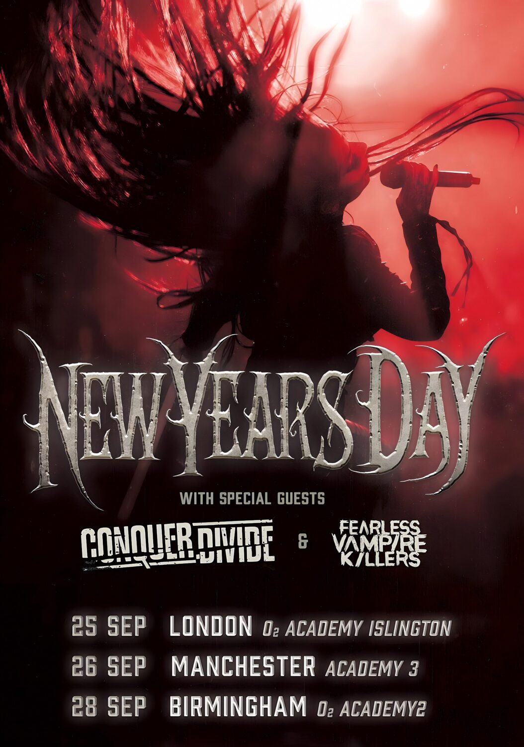 NEW YEARS DAY (band) Half Black Heart 2024 UK Tour Poster