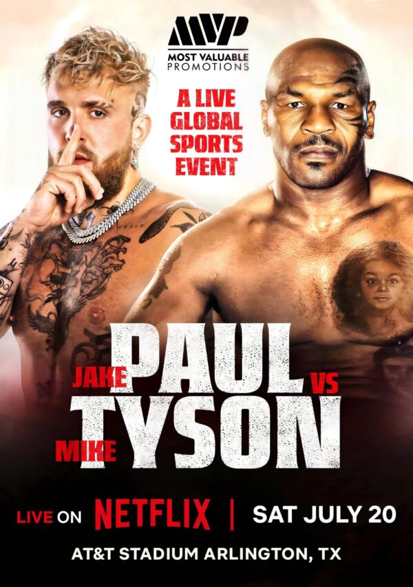 JAKE PAUL vs. MIKE TYSON AT&T Stadium Arlington 2024 Poster