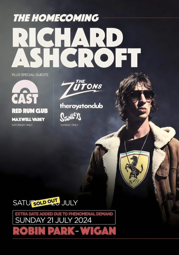 RICHARD ASHCROFT: WIGAN Robin Park July 2024 Tour Poster