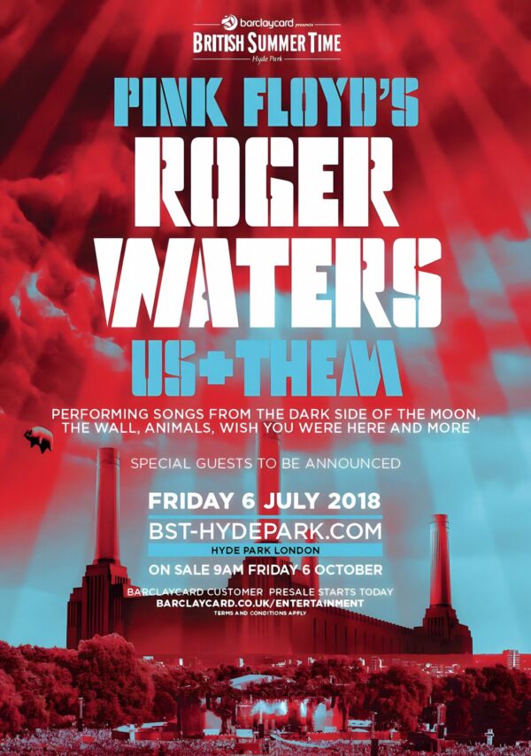 ROGER WATERS Us + Them 2018 Tour LONDON BST Poster