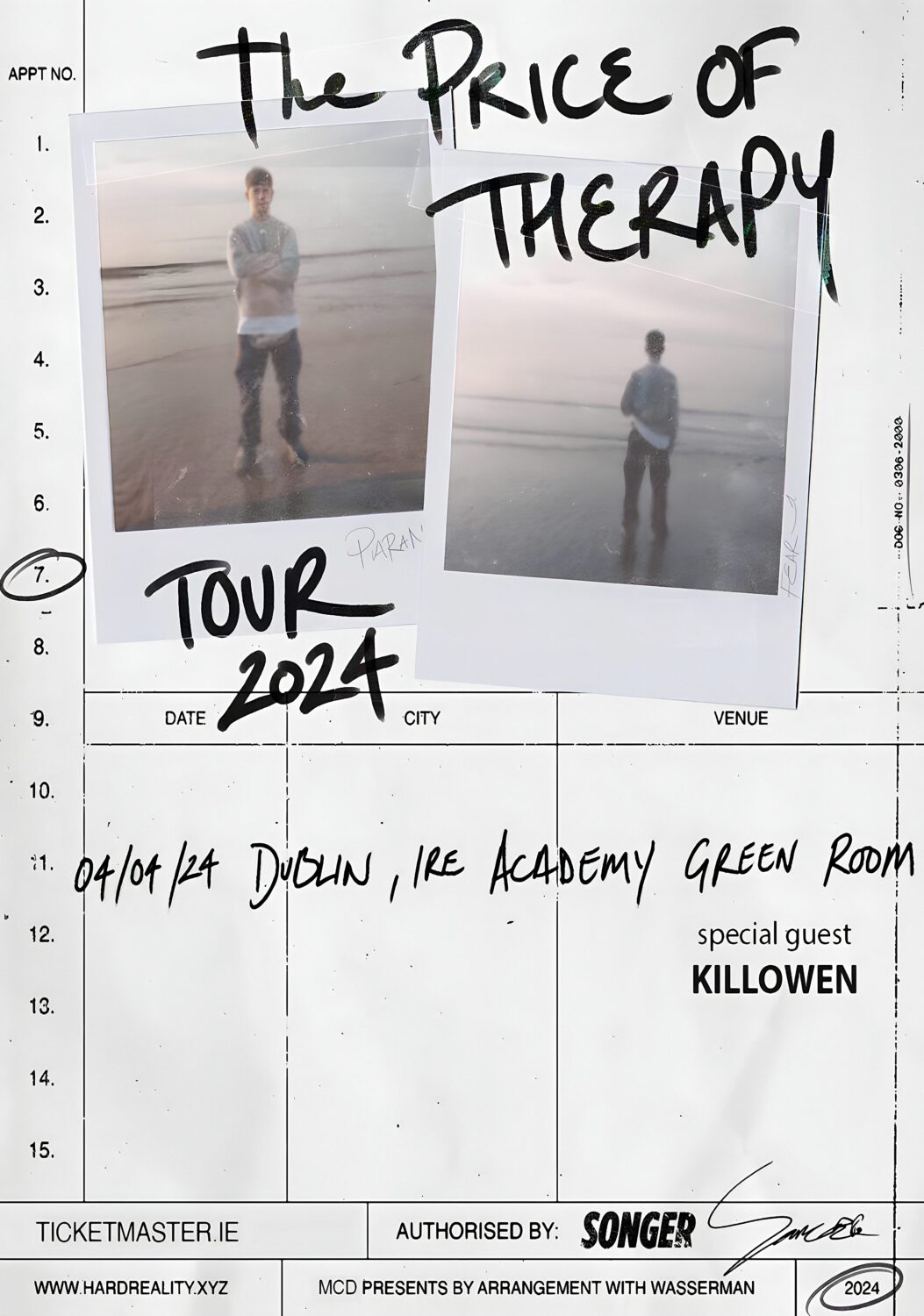 SONGER The Price Of Therapy 2024 You: DUBLIN Poster