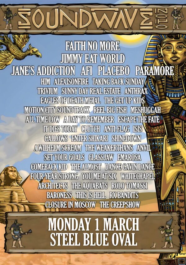 SOUNDWAVE 2010 FESTIVAL Faith No More - Jimmy Eat World - Paramore Line Up Poster Print