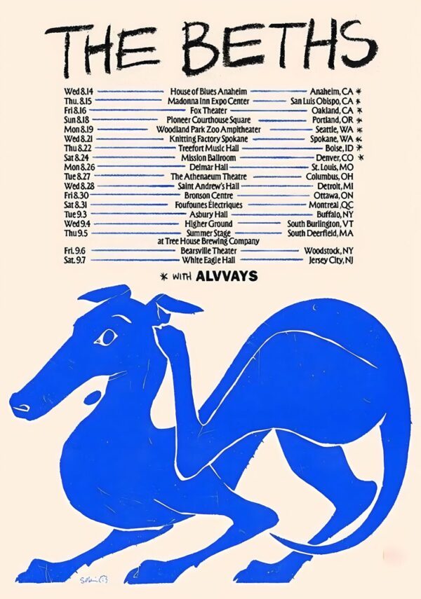 THE BETHS (band) 2024 US North American Tour Poster