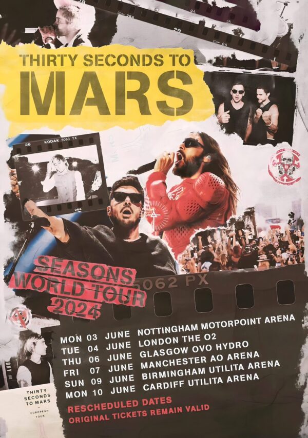 THIRTY SECONDS TO MARS Seasons 2024 UK Tour Poster