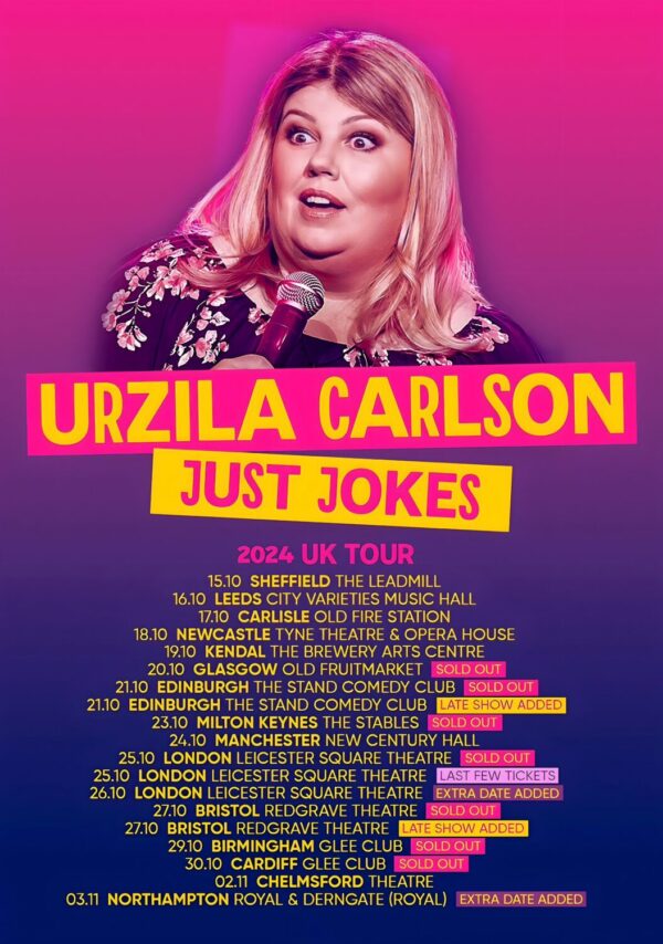 URZILA CARLSON Just Jokes 2024 UK Comedy Tour Poster