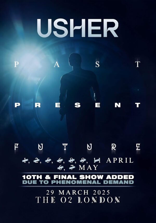 USHER 2025 World Tour: LONDON The O2 Arena Poster