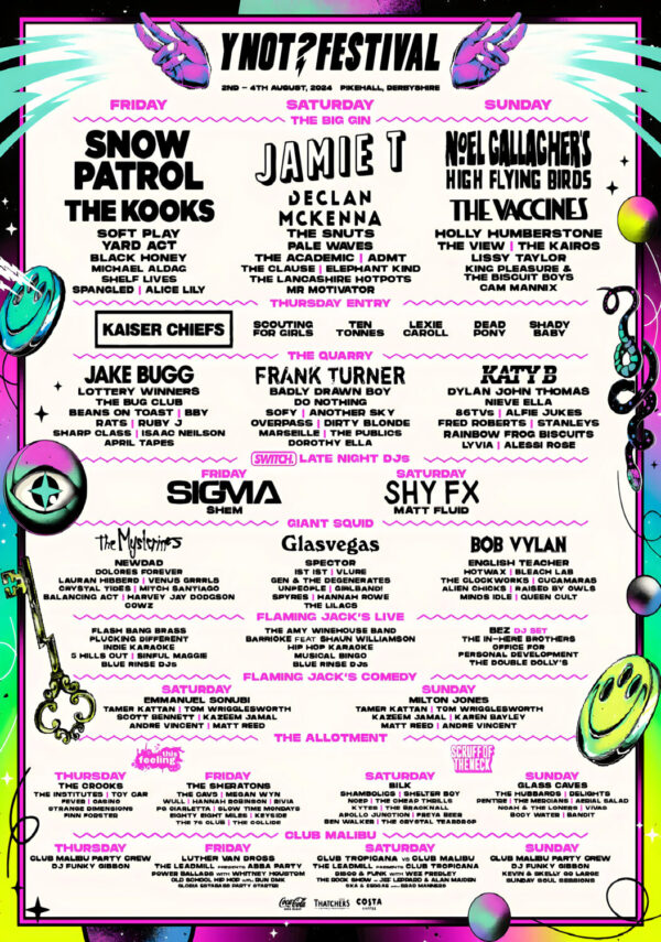 Y NOT FESTIVAL 2024 Snow Patrol - Jamie T - Noel Gallagher Line Up Poster Print