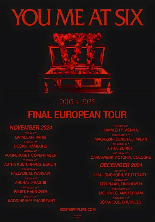 YOU ME AT SIX Final European EU 2024 Tour Poster