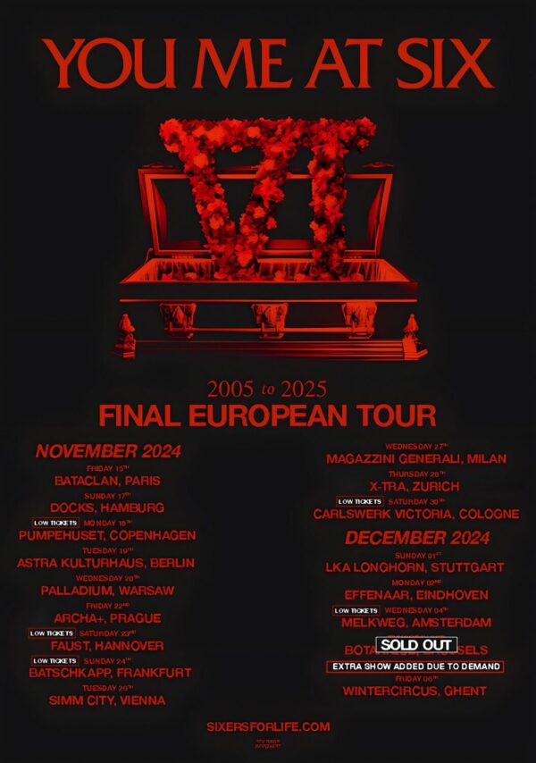 YOU ME AT SIX Final European EU 2024 Tour Poster Print