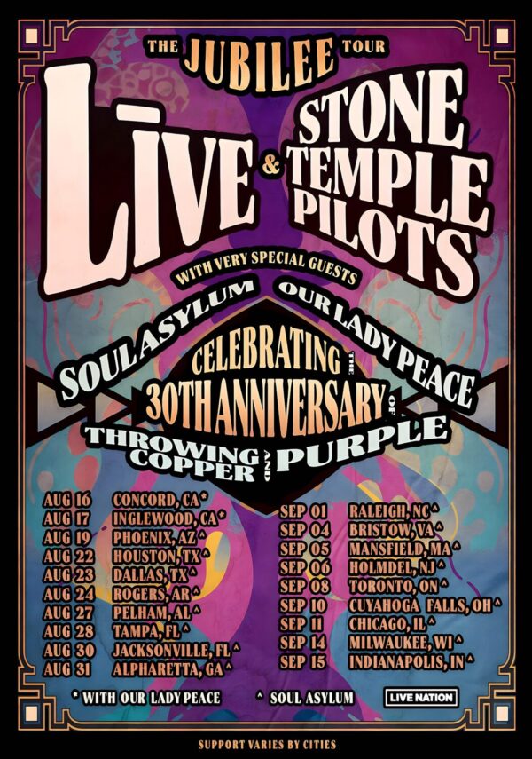 LIVE & STONE TEMPLE PILOTS The Jubilee 2024 North American Tour Poster Print