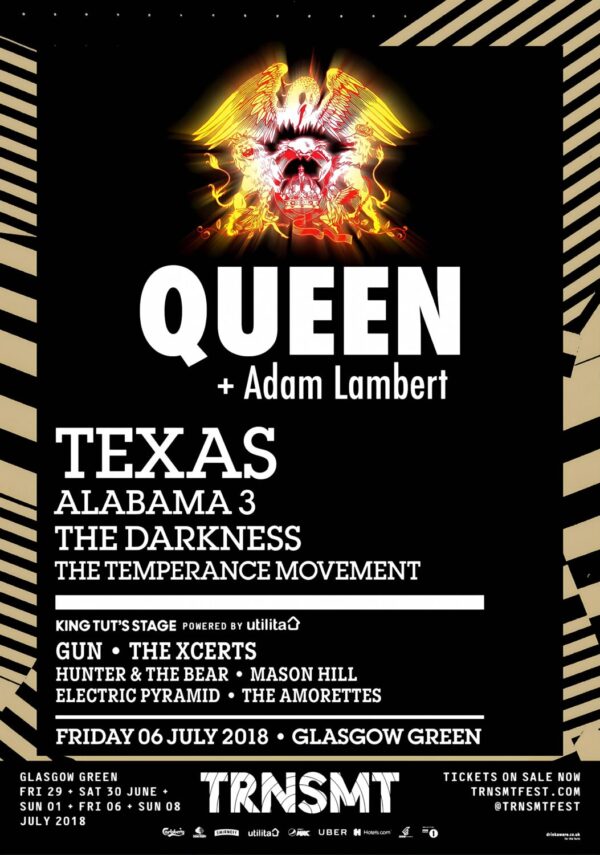 TRNSMT FESTIVAL 2018 Queen + Adam Lambert Line Up Poster
