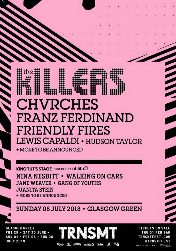 TRNSMT FESTIVAL 2018 The Killers Line Up Poster