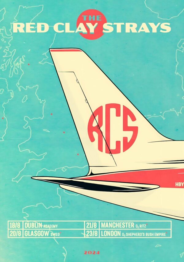 THE RED CLAY STRAYS Sunshine 2024 UK & Ireland Tour Poster Print