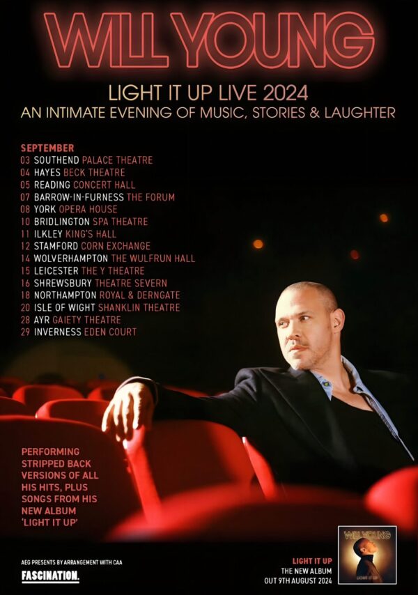 WILL YOUNG Light It Up Live 2024 UK September Tour Poster