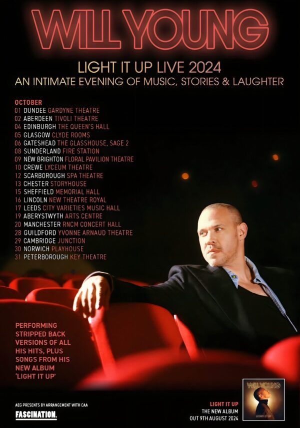 WILL YOUNG Light It Up Live 2024 UK October Tour Poster