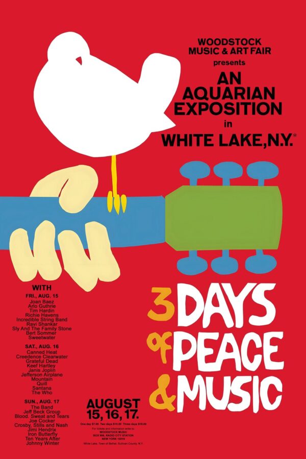 WOODSTOCK FESTIVAL 1969 Jimi Hendrix - Line Up Poster Print