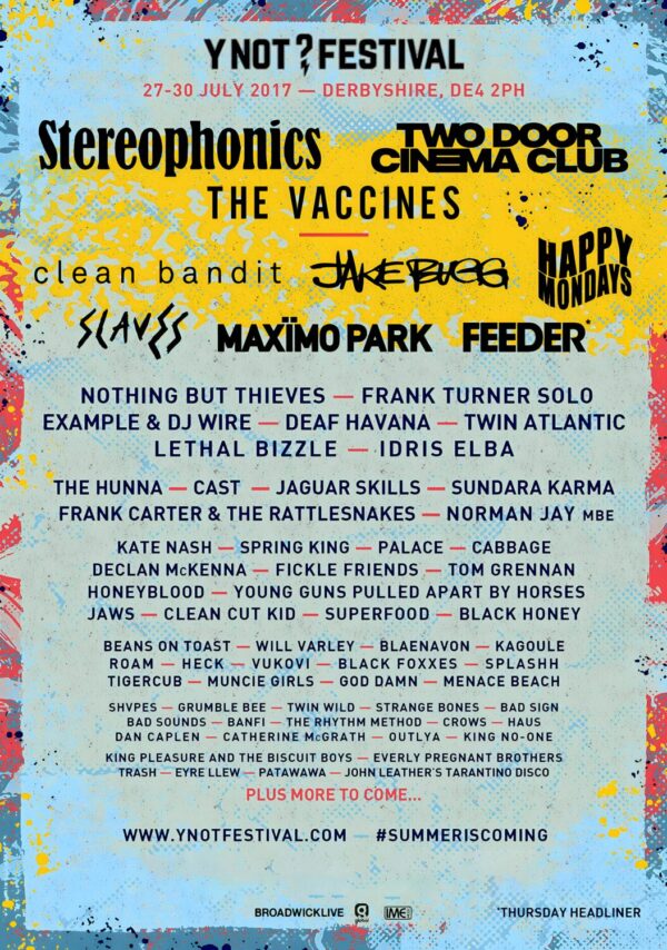 Y NOT? FESTIVAL 2017 Line Up Poster