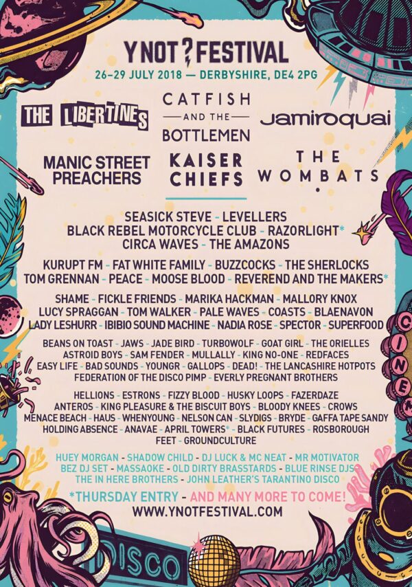 Y NOT? FESTIVAL 2018 Line Up Poster