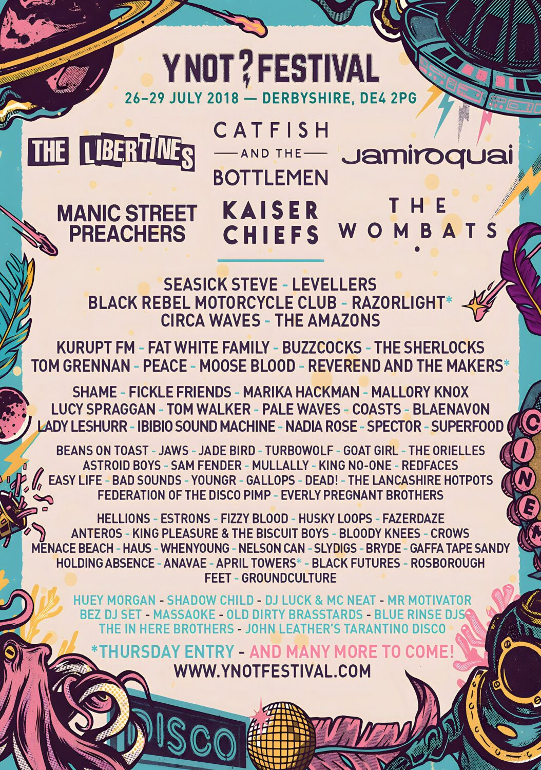 Y NOT? FESTIVAL 2018 Line Up Poster