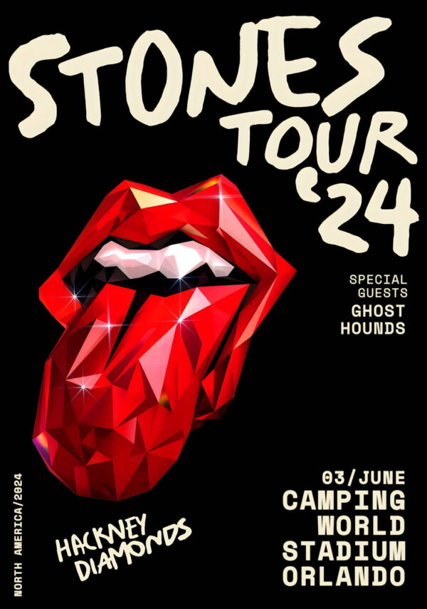 ROLLING STONES Hackney Diamonds 2024 Tour: ORLANDO, FL, Camping World Stadium Poster Print