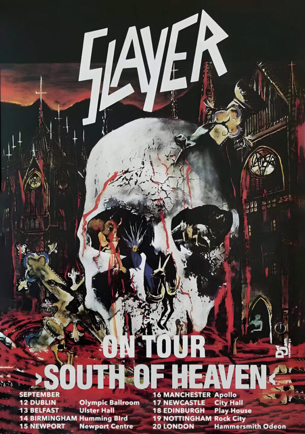 SLAYER South Of Heaven 1988 UK Tour Poster Print