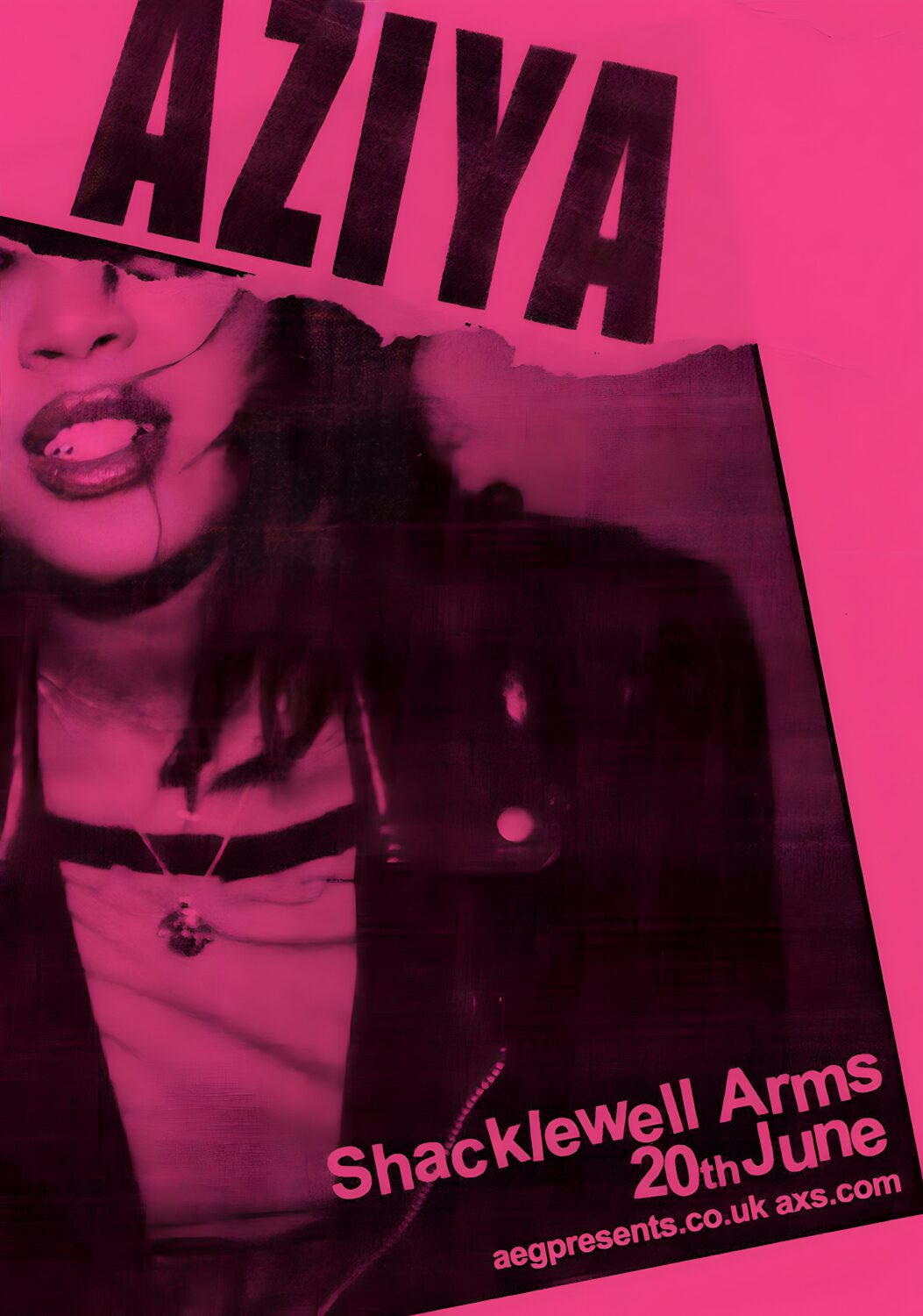 AZIYA (singer) Crush - Party’s Over 2024 UK Tour: LONDON Shacklewell Arms Poster Print