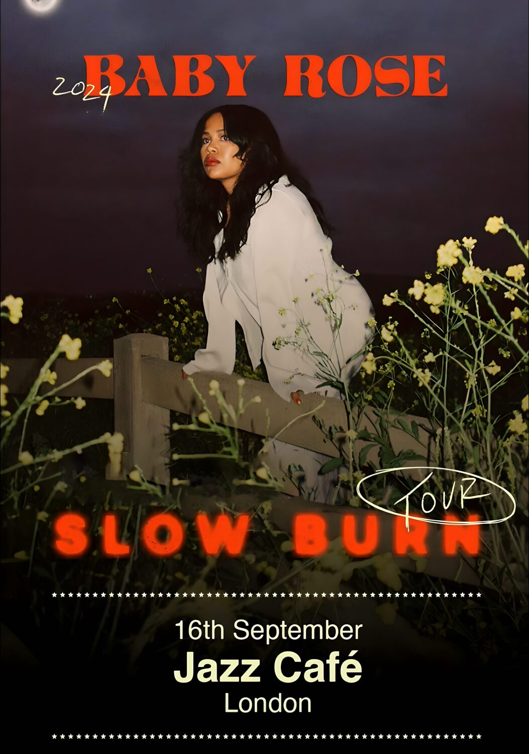 BABY ROSE (singer) Slow Burn 2024 UK Tour: LONDON Jazz Cafe Poster Print