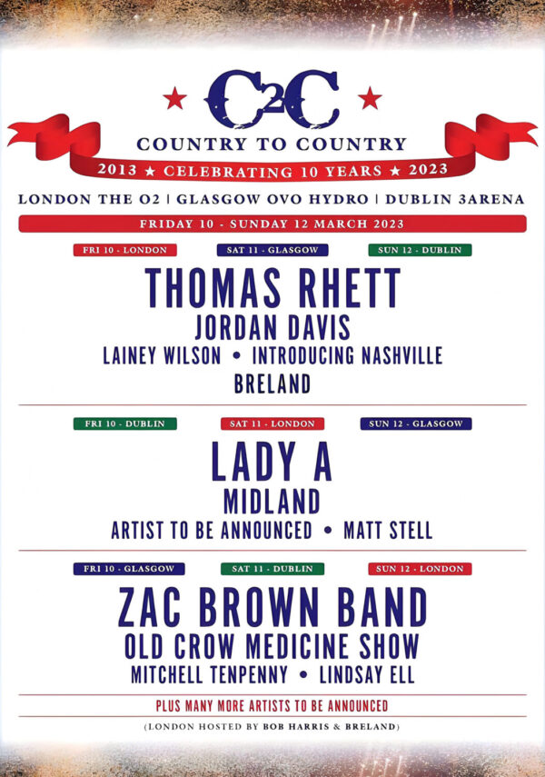 COUNTRY 2 COUNTRY 2023 Festival Line Up Poster Print