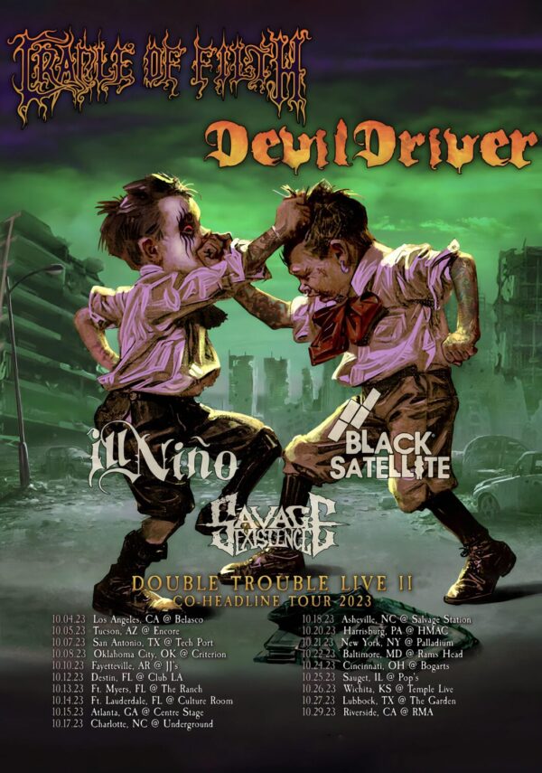 CRADLE OF FILTH - DEVILDRIVER Double Trouble 2023 North America Tour Poster