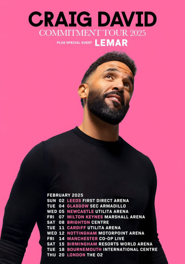 CRAIG DAVID Commitment 2025 UK Arena Tour Poster