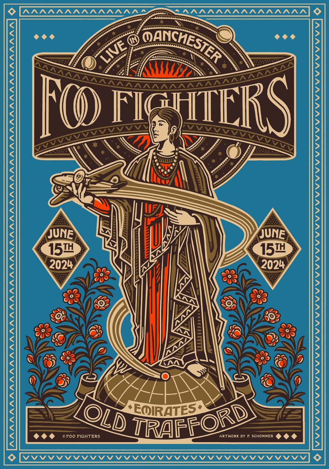FOO FIGHTERS Manchester Old Trafford 2025 UK Tour Poster