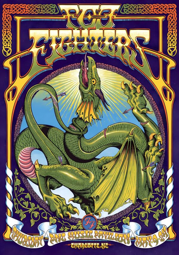 FOO FIGHTERS But Here We Are 2024 Tour: CHARLOTTE, NC PNC Music Pavilion Poster