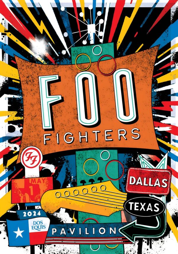 FOO FIGHTERS But Here We Are 2024 Tour: DALLAS, TX Dos Equis Pavilion Poster