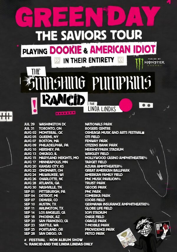 GREEN DAY The Saviors 2024 North America Stadium Tour Poster