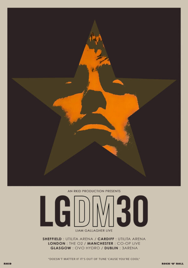 LIAM GALLAGHER Definitely Maybe - 30 Anniversary 2024 UK Tour Poster Print