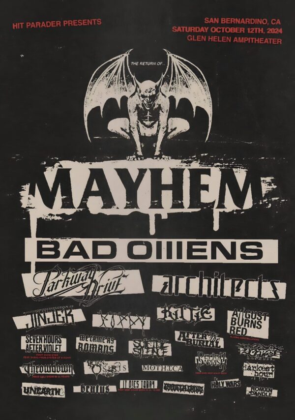 MAYHEM FESTIVAL 2024 Bad Omens - Parkway Drive - Architects Line Up Tour Poster
