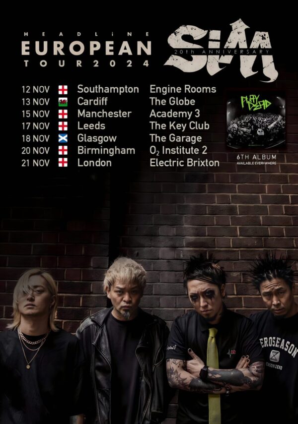 SiM (band) Play Dead 2024 UK Tour Poster