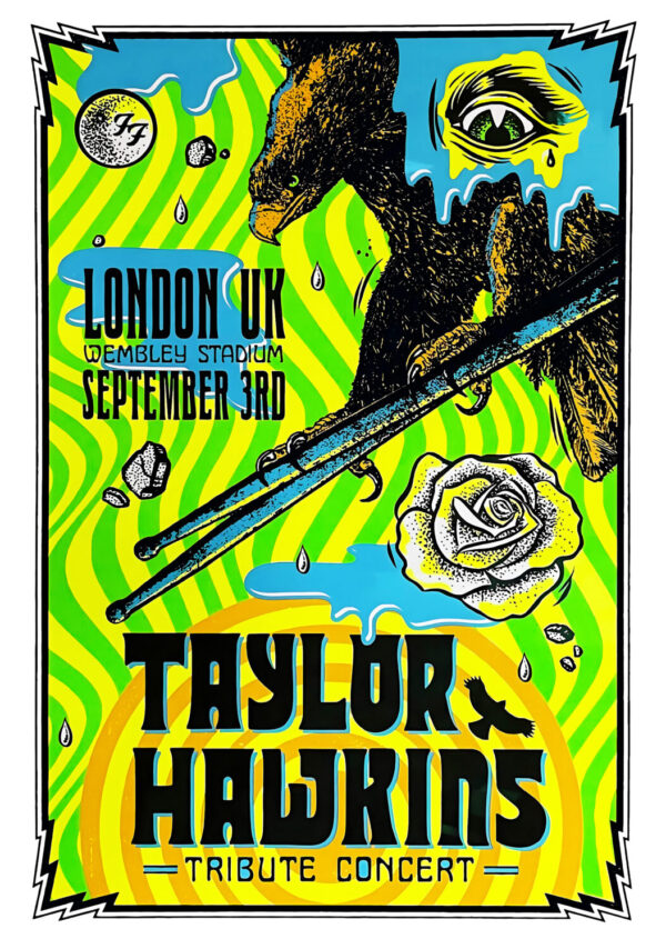 TAYLOR HAWKINS Foo Fighters Tribute Concert: LONDON Wembley Stadium - 3 September 2022 Poster Print