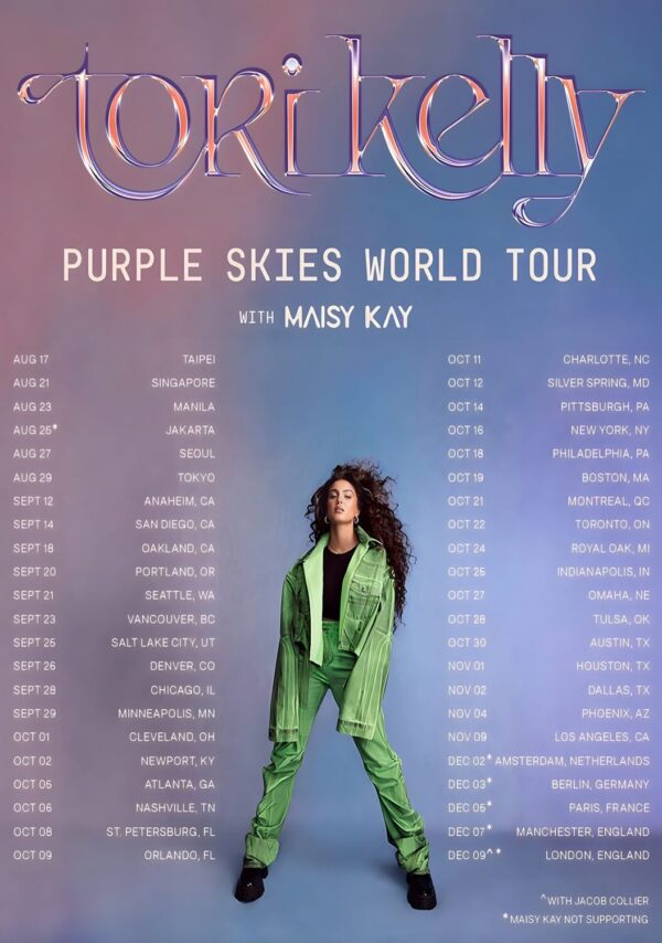 TORI KELLY 2024 World Tour: UK - Europe - North America Poster