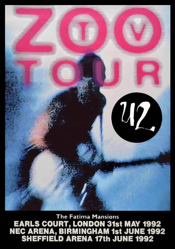 U2 (band) Achtung Baby - Zoo TV 1992 UK Tour Poster