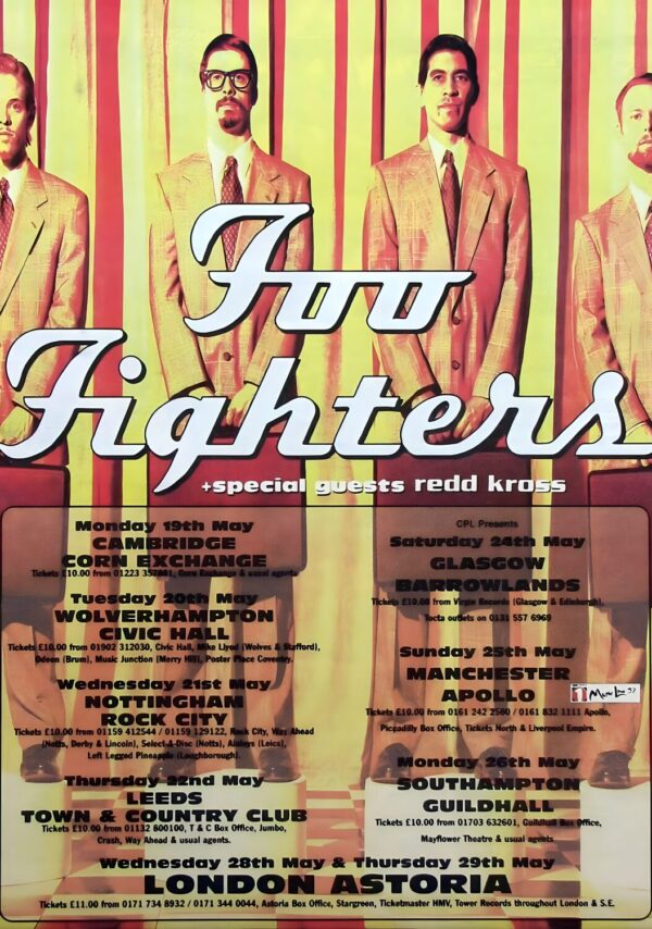 FOO FIGHTERS The Colour & Shape 1997 UK Tour Poster