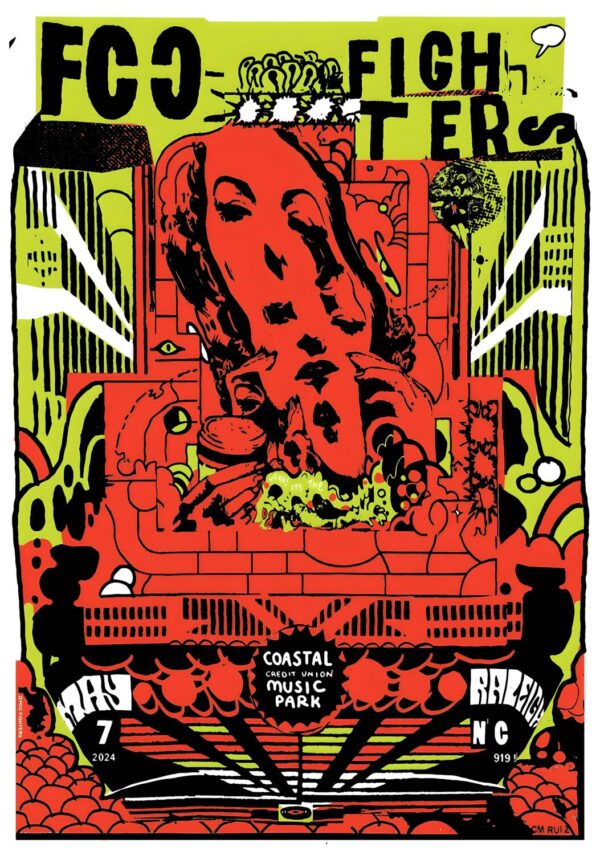 FOO FIGHTERS But Here We Are 2024 Tour: RALEIGH, NC Coastal Music Park Poster