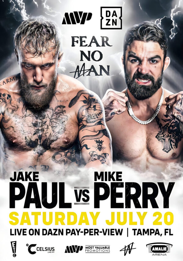 JAKE PAUL vs. MIKE PERRY Tampa Amalie Arena 2024 Boxing Fight Poster Print